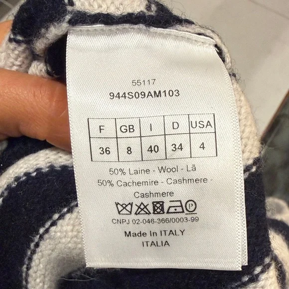 Dior Striped Sweater Dress - blue & white sz 4 50% wool and 50% cashmere - Picture 9 of 9